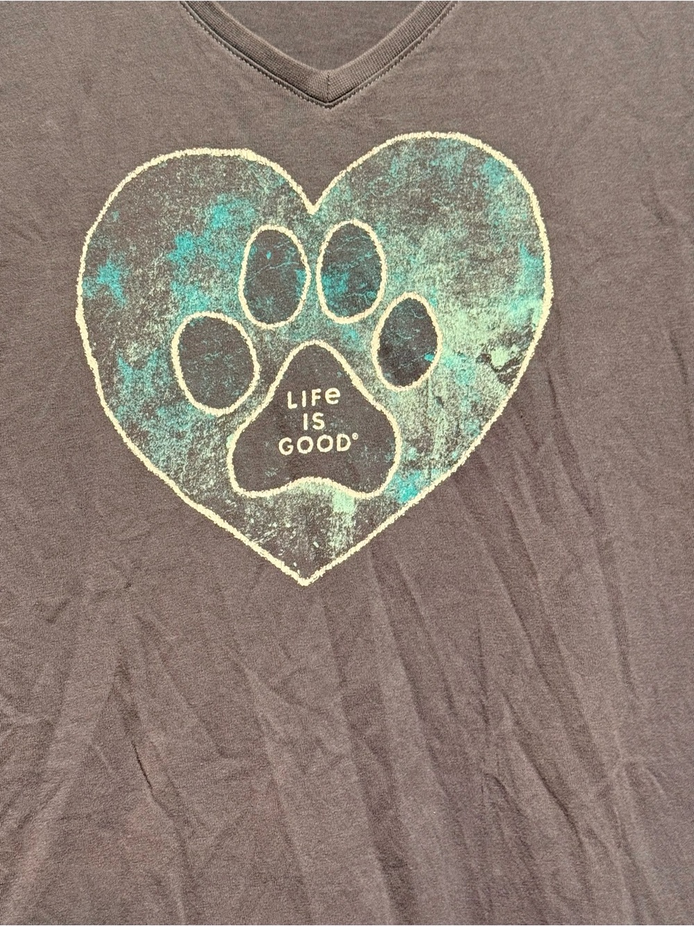 Life Is Good Gray Crusher‑Lite Womens Tee with White Logo - Picture 6 of 6